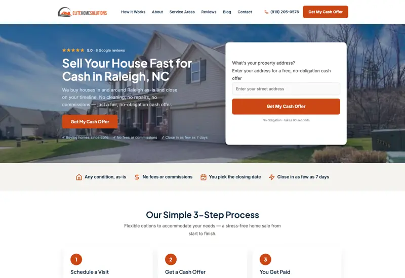 Homepage of Elite Home Solutions