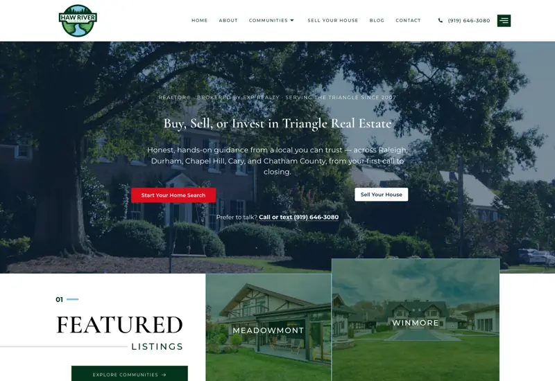 Homepage of Haw River Realty