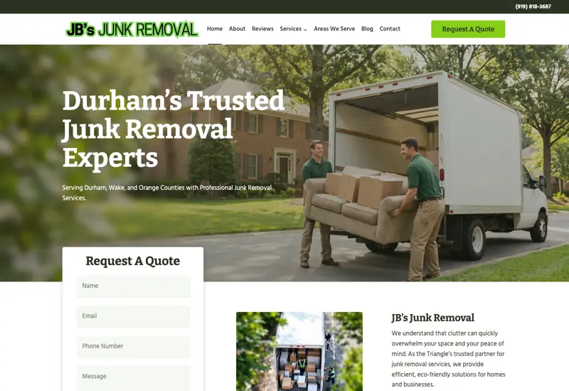 Homepage of JB's Junk Removal
